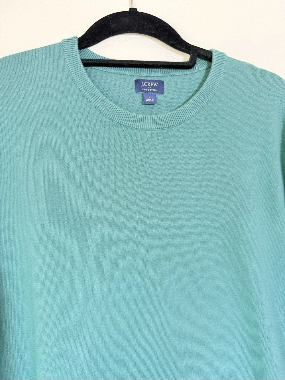 J. Crew Men's Crewneck 100% Cotton Sweater in Teal Green, Size Large